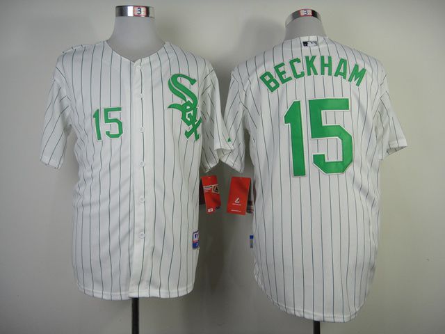 Men Chicago White Sox 15 Beckham White green MLB Jerseys